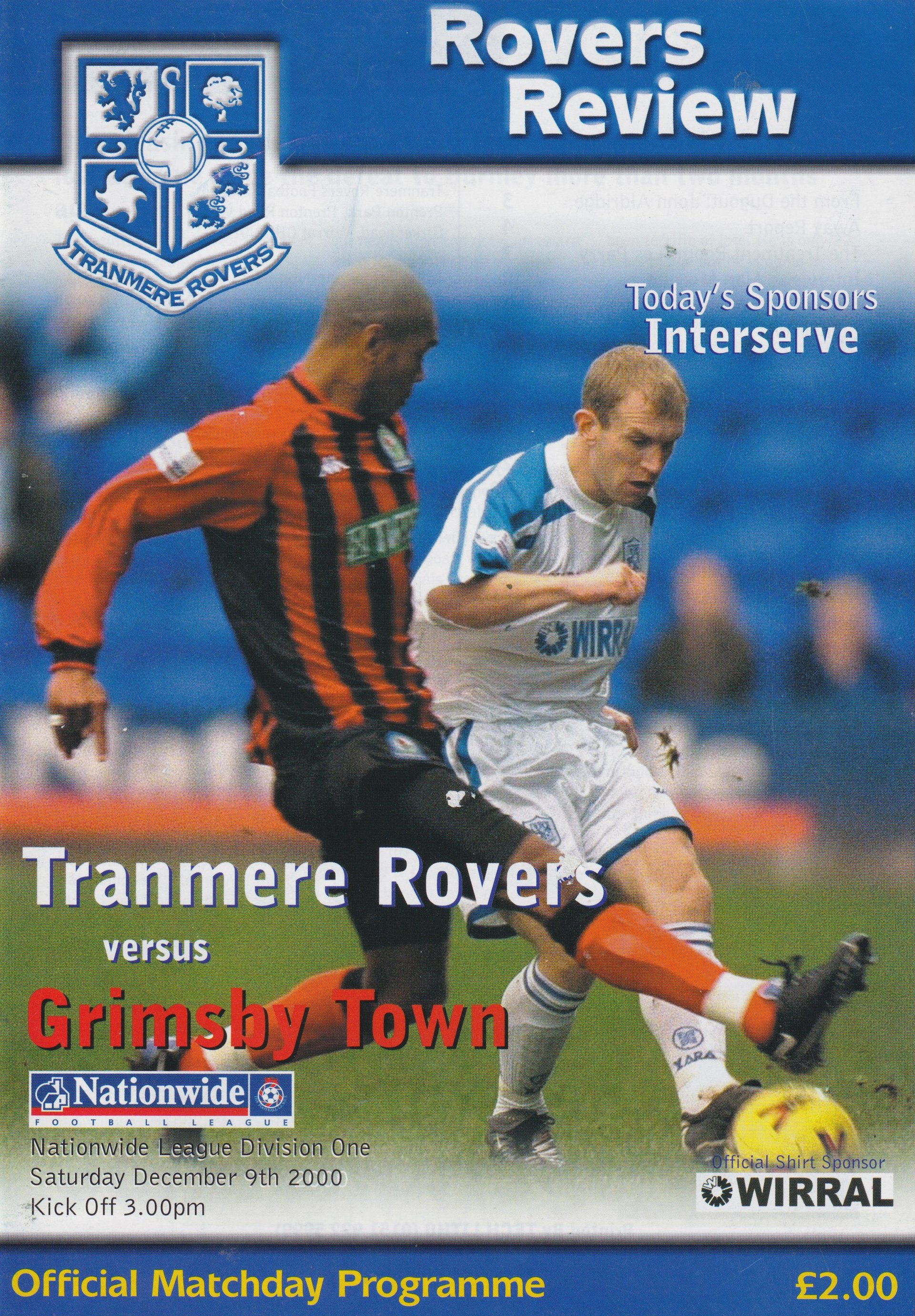 Tranmere Rovers v Grimsby Town match programme